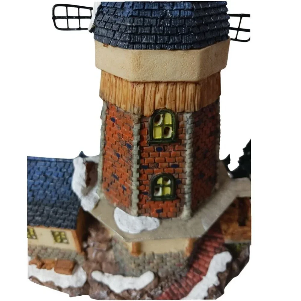 Collectible Resin Lighted Animated Windmill Christmas Village 11.5'tall
